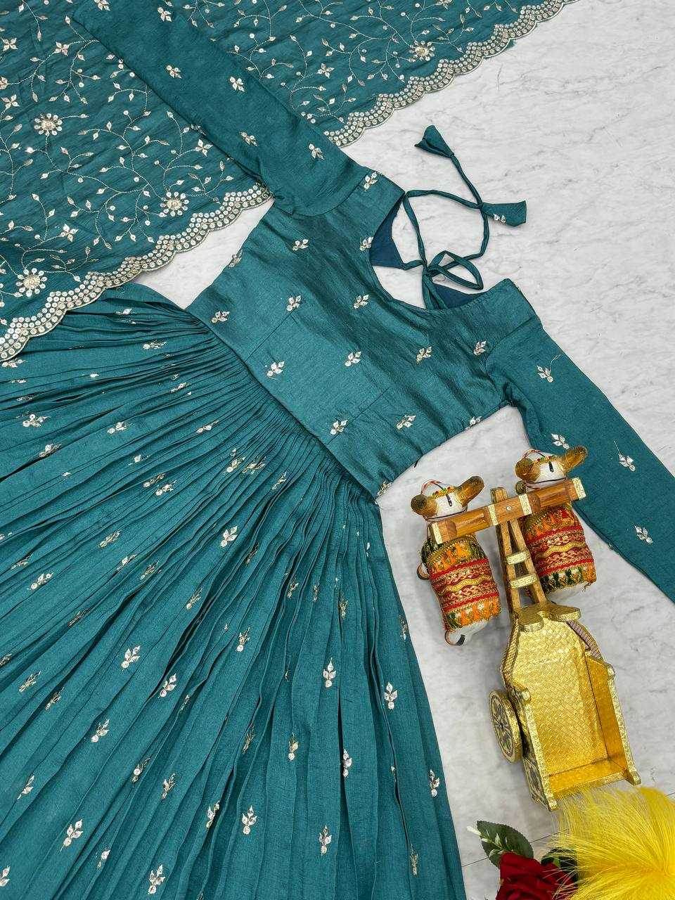 Vichitra Silk Embroidery Long Gowns - MYLUXURY LANE ENTERPRISE